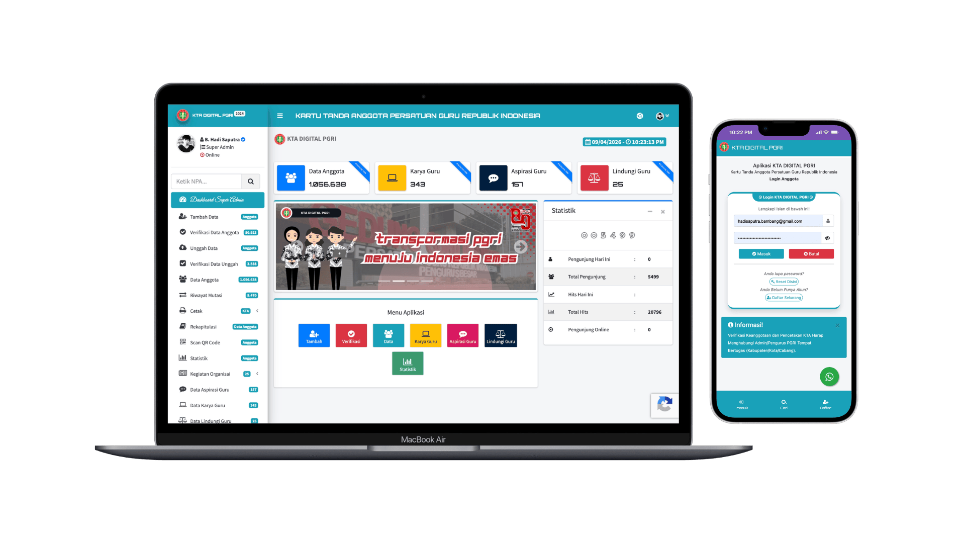 Web Portal dan Kartu Tanda Anggota Organisasi (KTA)